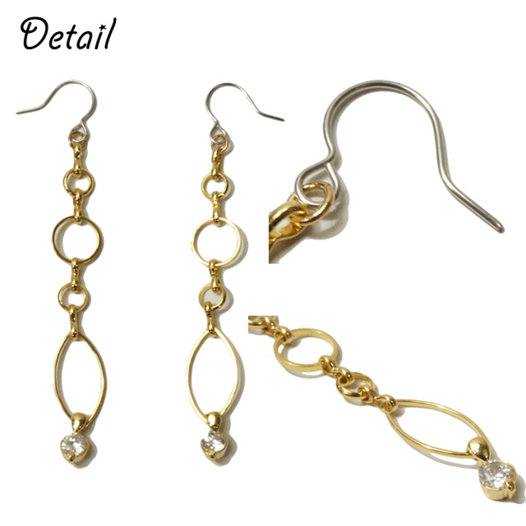 一粒キュービックジルコニアがキラリと輝くフックピアス アクセサリー | YUKATANゆかたん | 詳細画像2 