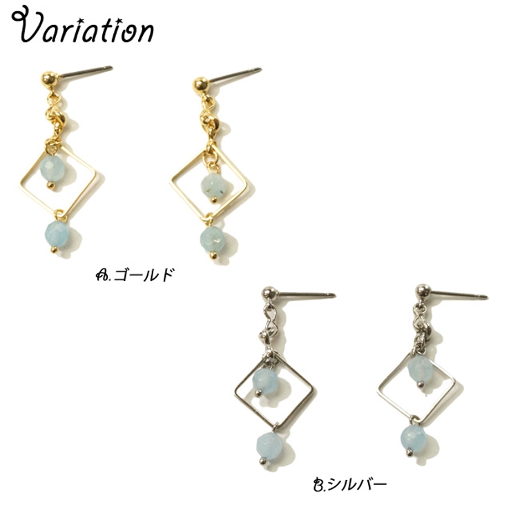 涼しげカッティングビーズがキュートなスタッドピアス アクセサリー | YUKATANゆかたん | 詳細画像2 