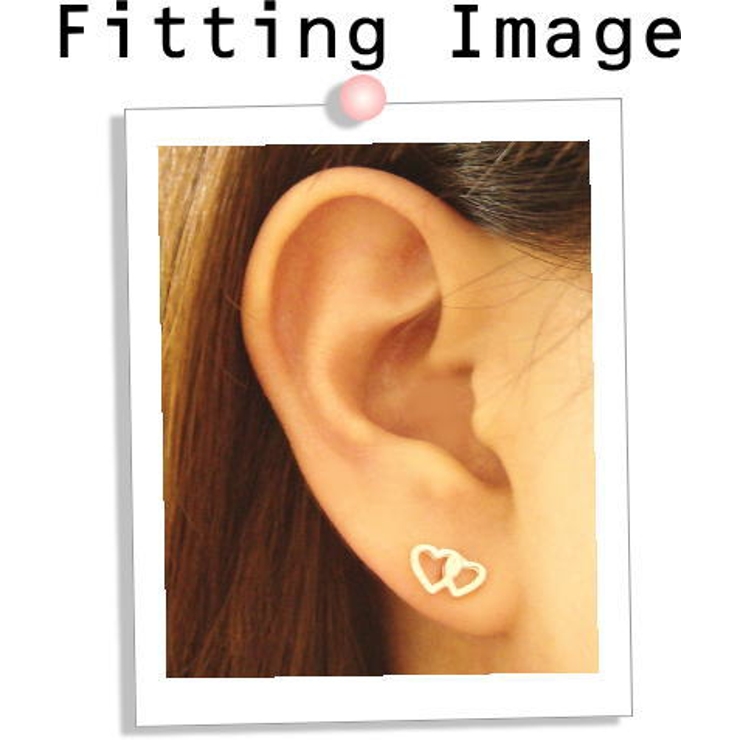 【シルバーピアス】大きなハートと小さなハートが合体 ハート2つがぴったりくっつい… | YUKATANゆかたん | 詳細画像3 