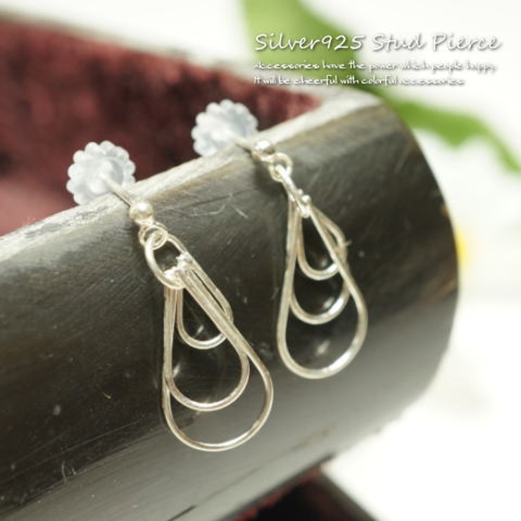 ドロップ型の大きさいの違う3枚のパーツが揺れるサガリピアス131 f131 | YUKATANゆかたん | 詳細画像1 