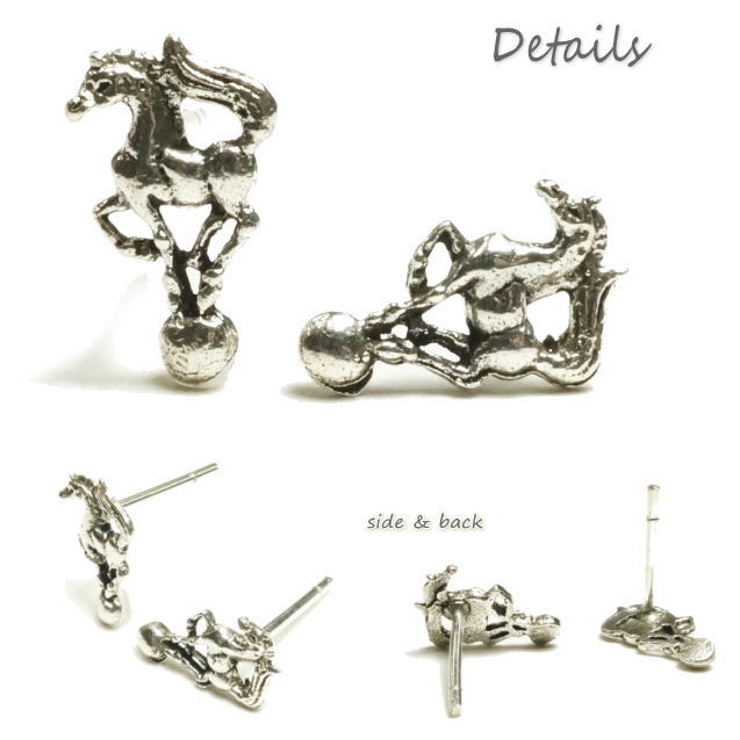 【シルバーピアス】サーカスみたい！ボールの上に乗った馬のピアス 【ホース 球 | YUKATANゆかたん | 詳細画像2 