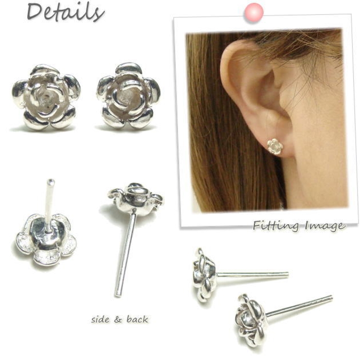【シルバーピアス】直径7 5mmサイズのキレイな薔薇のピアス 【バラ | YUKATANゆかたん | 詳細画像2 