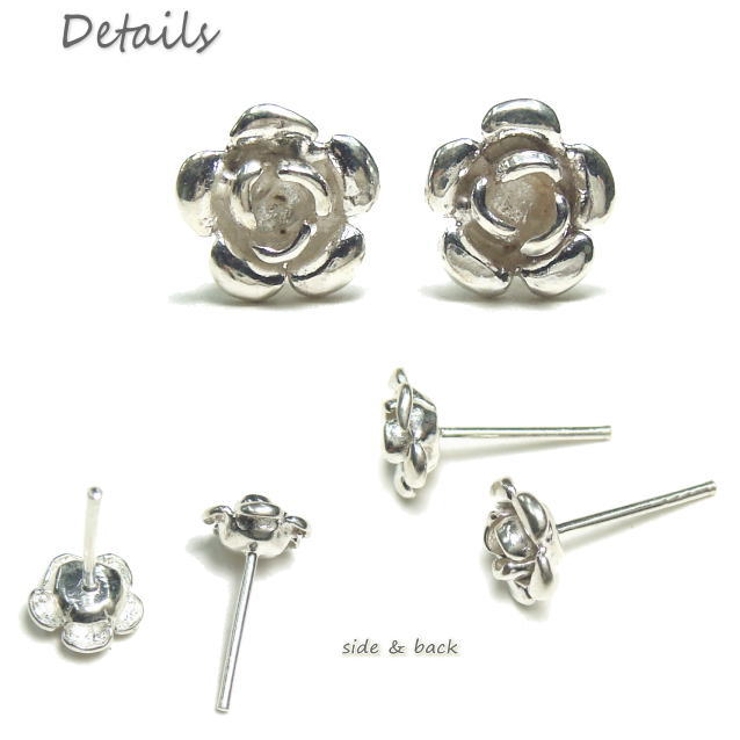 【シルバーピアス】直径7 5mmサイズのキレイな薔薇のピアス 【バラ | YUKATANゆかたん | 詳細画像3 