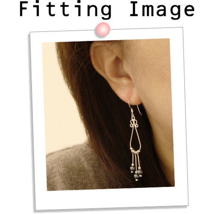 ドロップ型のシルバー線とグレーカラービーズがユラユラ揺れるエスニック風のサガリタ… | YUKATANゆかたん | 詳細画像3 