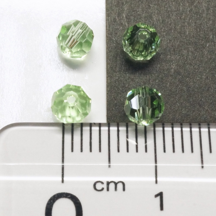 多面カットビーズ直径4mm ペールグリーン 1gのグラム販売(約10個入り) | YUKATANゆかたん | 詳細画像2 