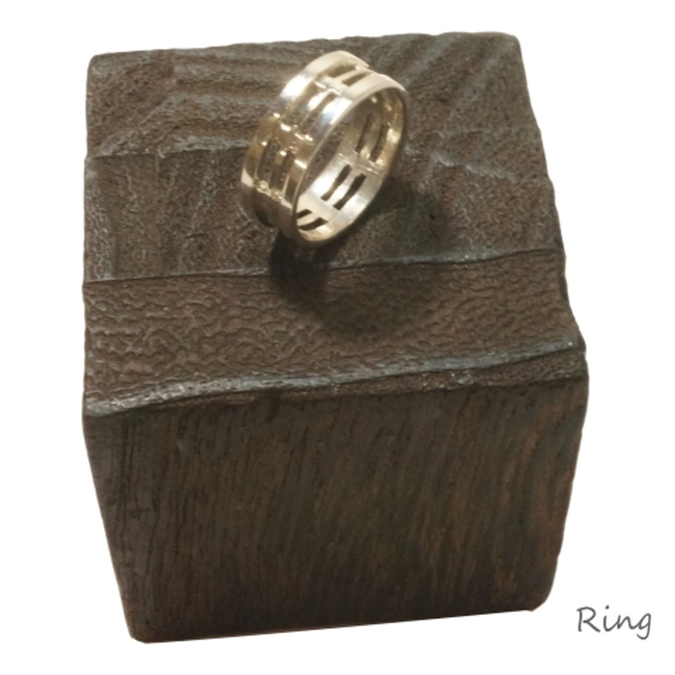 格子柄のようなシンプルシルバーリング アクセサリー | laplateriashu  | 詳細画像1 