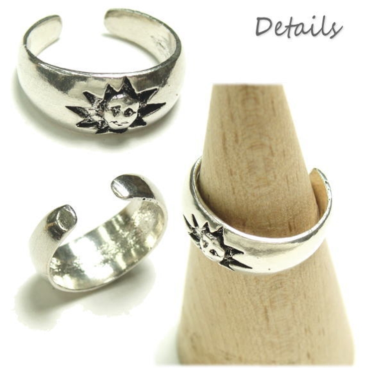 フリーサイズリング いびつな表情の太陽を中心に掲げた足指リング 【トゥリング | YUKATANゆかたん | 詳細画像2 