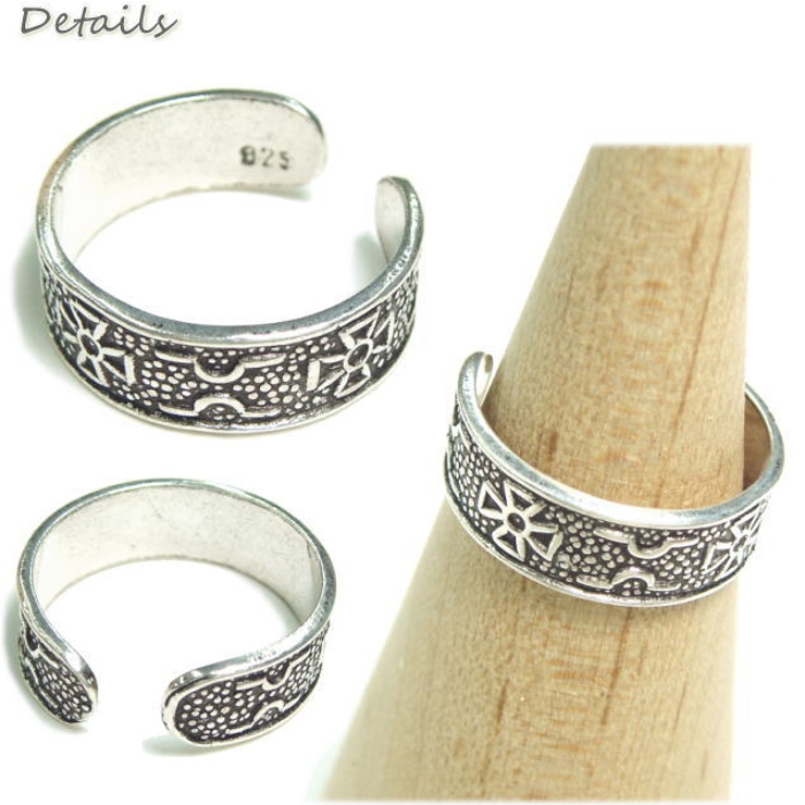 フリーサイズリング 壁画の様に見え存在感抜群！！十字架を刻んだ足指リング 【トゥ… | YUKATANゆかたん | 詳細画像2 