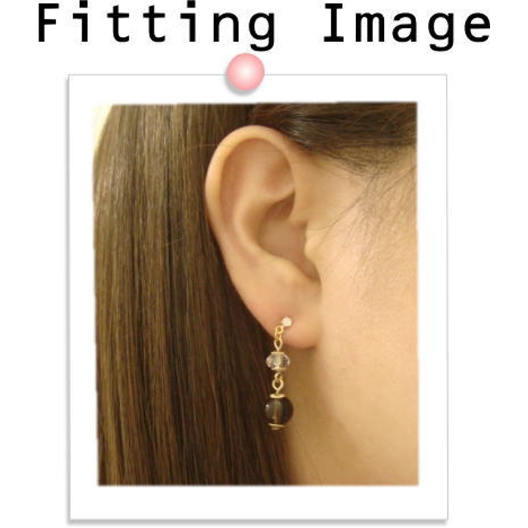 8mm球スモーキークォーツとカットクォーツのパワーストーンピアス アクセサリー | YUKATANゆかたん | 詳細画像3