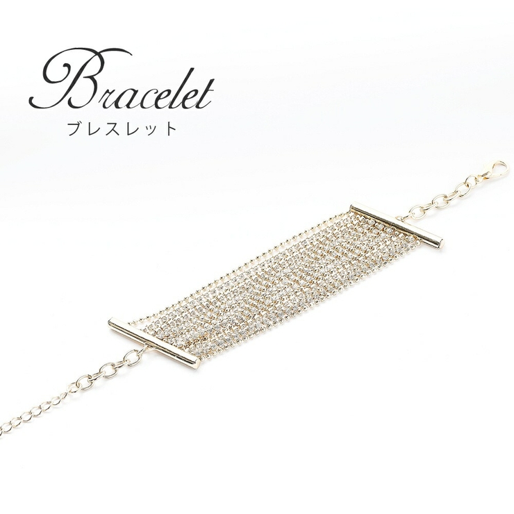 ブレスレット バングル ラインストーン チェーン 15連 結婚式 パーティー | AUNI | 詳細画像1 