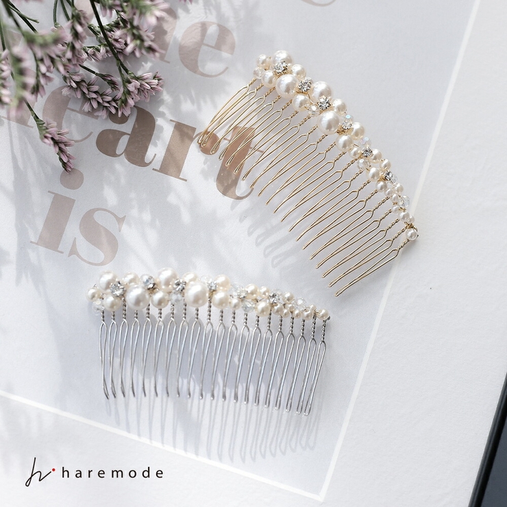 ヘアコーム ヘッドドレス ヘアアクセサリー 結婚式 パール 髪飾り お呼ばれ | AUNI | 詳細画像1 