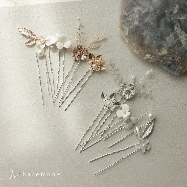 ヘアピン パール 結婚式 ヘアアクセサリー ビジュー 5本セット お呼ばれ | AUNI | 詳細画像1 