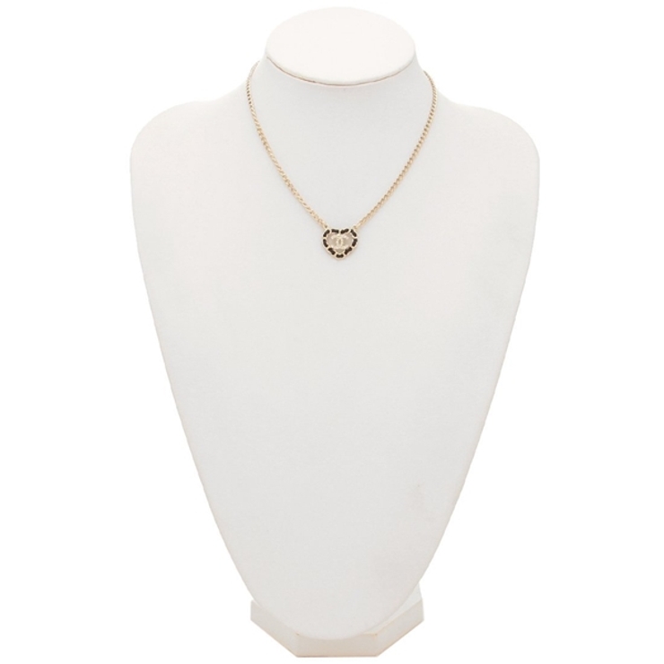 シャネルネックレスペンダントハートココマークCCマークゴールドブラックレディースCHANELABG336B21852U3435