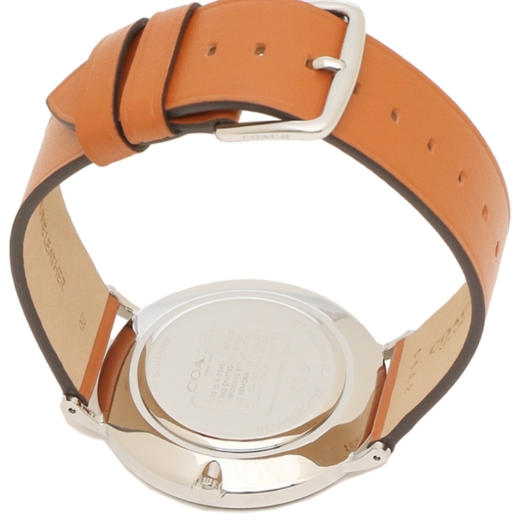 コーチメンズ時計チャールズ41mmクォーツホワイトオレンジCOACH14602600レザー