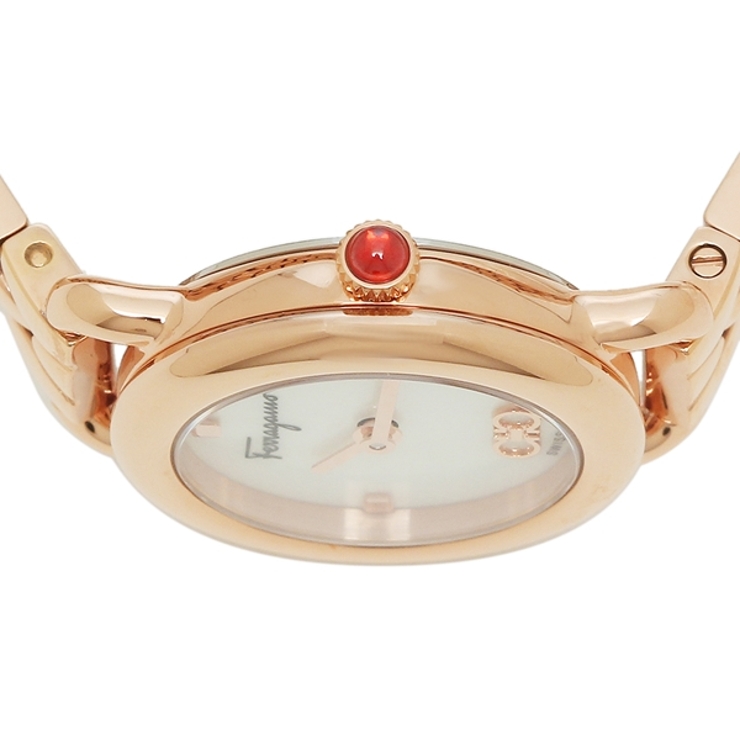 【2年保証】フェラガモレディース時計ヴァリナ22mmクォーツホワイトシェルピンクゴールドFERRAGAMOSFHT01622ステンレス