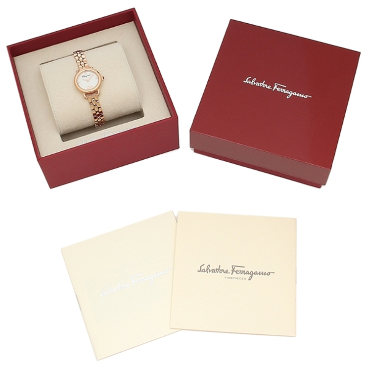 【2年保証】フェラガモレディース時計ヴァリナ22mmクォーツホワイトシェルピンクゴールドFERRAGAMOSFHT01622ステンレス