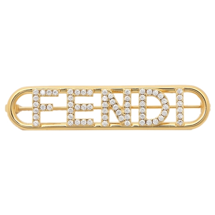 フェンディブローチアクセサリーフェンディグラフィゴールドホワイトレディースFENDI8AH614A44GF089U