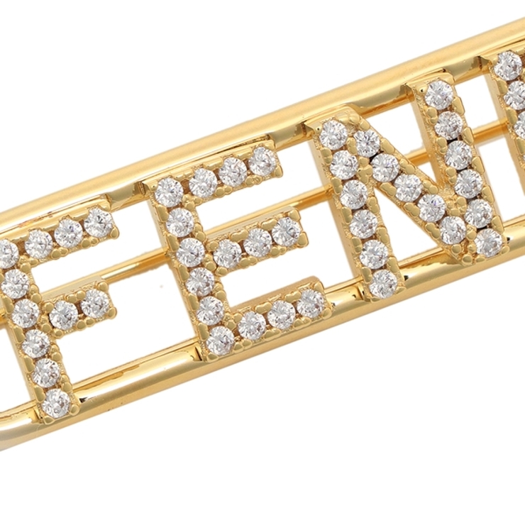フェンディブローチアクセサリーフェンディグラフィゴールドホワイトレディースFENDI8AH614A44GF089U