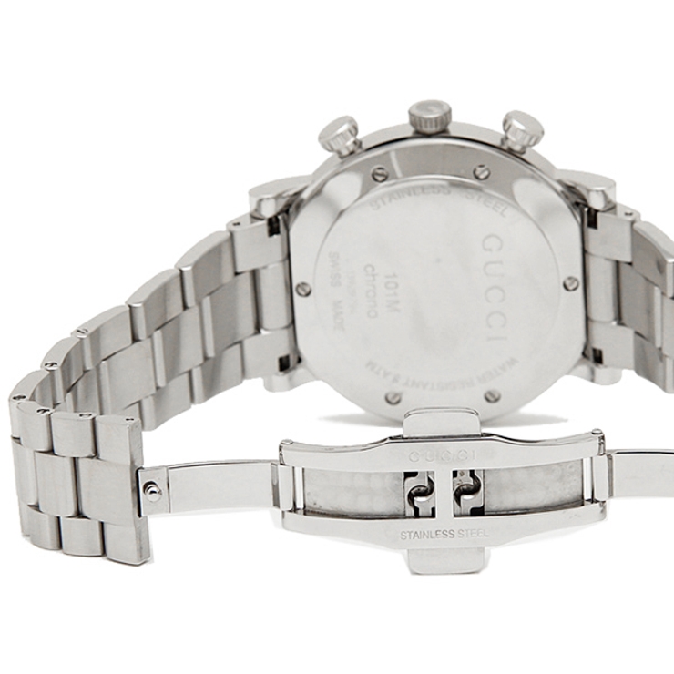 74-7☆美品☆ GUCCI グッチ 腕時計 4600M メンズ 腕時計 GUCCI Quartz BLK Dial Stainless Steel Men's Bracelet Watch