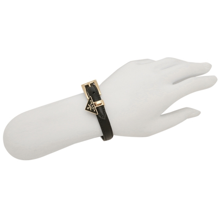 プラダブレスレットアクセサリートライアングルサフィアーノブレスレットバングルブラックレディースPRADA1IB351053F0002