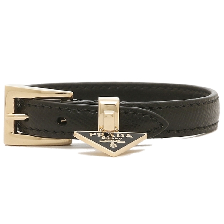 プラダブレスレットアクセサリートライアングルサフィアーノブレスレットバングルブラックレディースPRADA1IB351053F0002