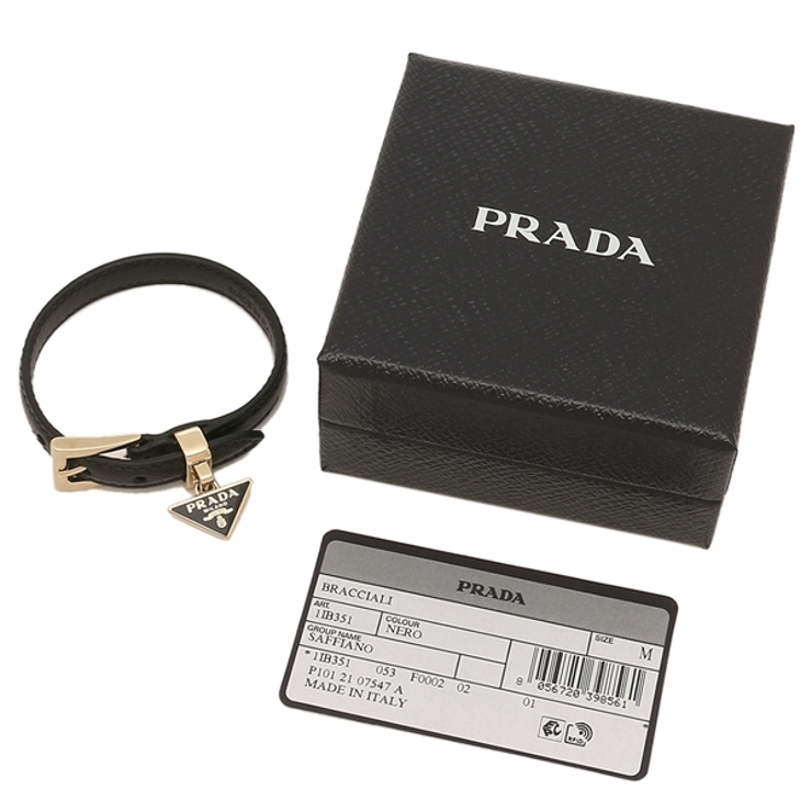 プラダブレスレットアクセサリートライアングルサフィアーノブレスレットバングルブラックレディースPRADA1IB351053F0002