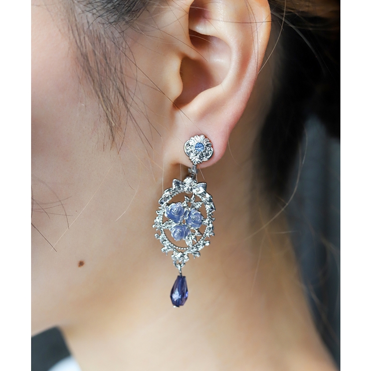 ブルー | オーナメントローズＥＲピアス | axes femme