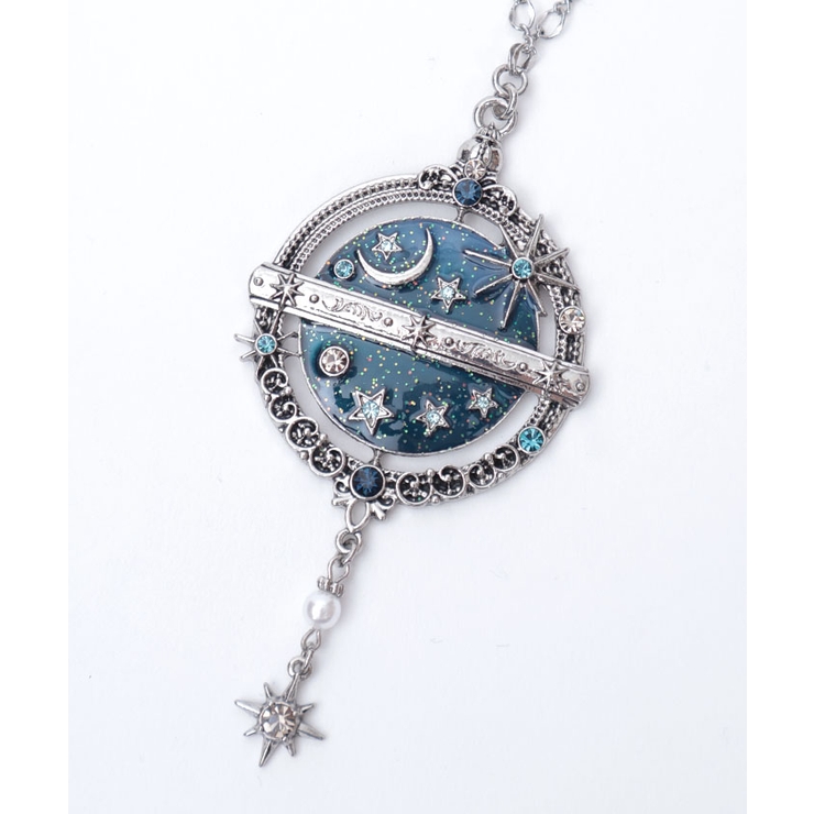 魔法世界の入り口 天球儀ネックレス 宇宙レジン 月 星 ファンタジーアクセサリー 星巡りの天球儀ネックレス[品番：IGAW0006619]｜axes femme