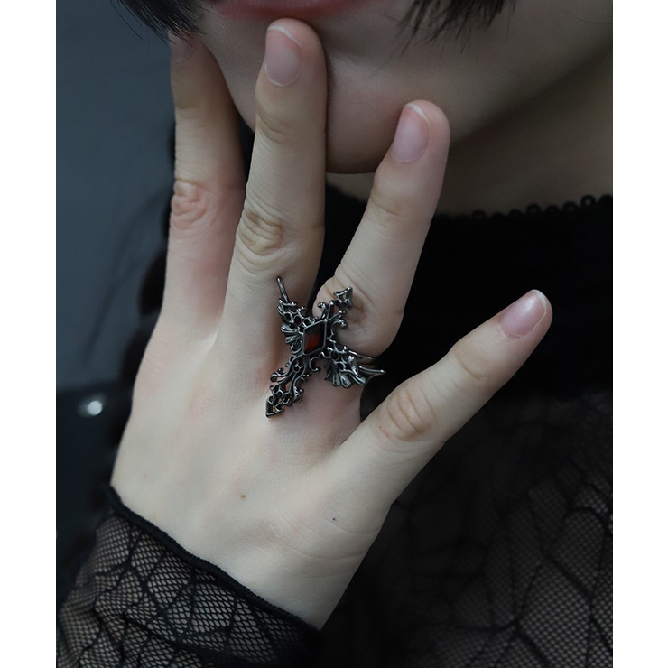 赤 | ジュエルダーククロスリング | axes femme