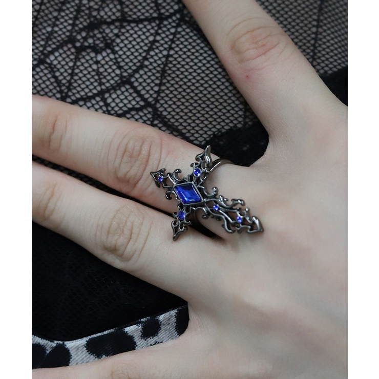 ブルー | ジュエルダーククロスリング | axes femme