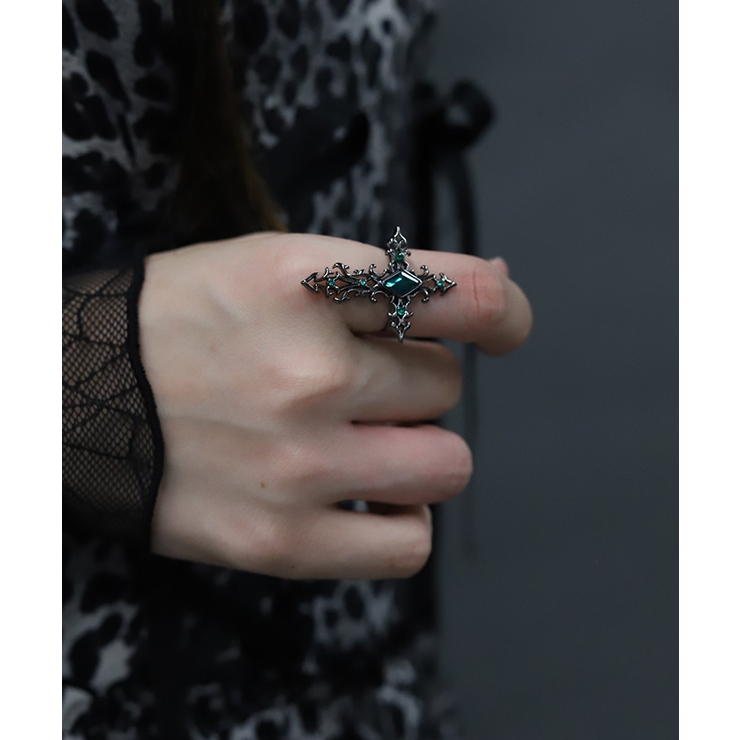 グリーン | ジュエルダーククロスリング | axes femme