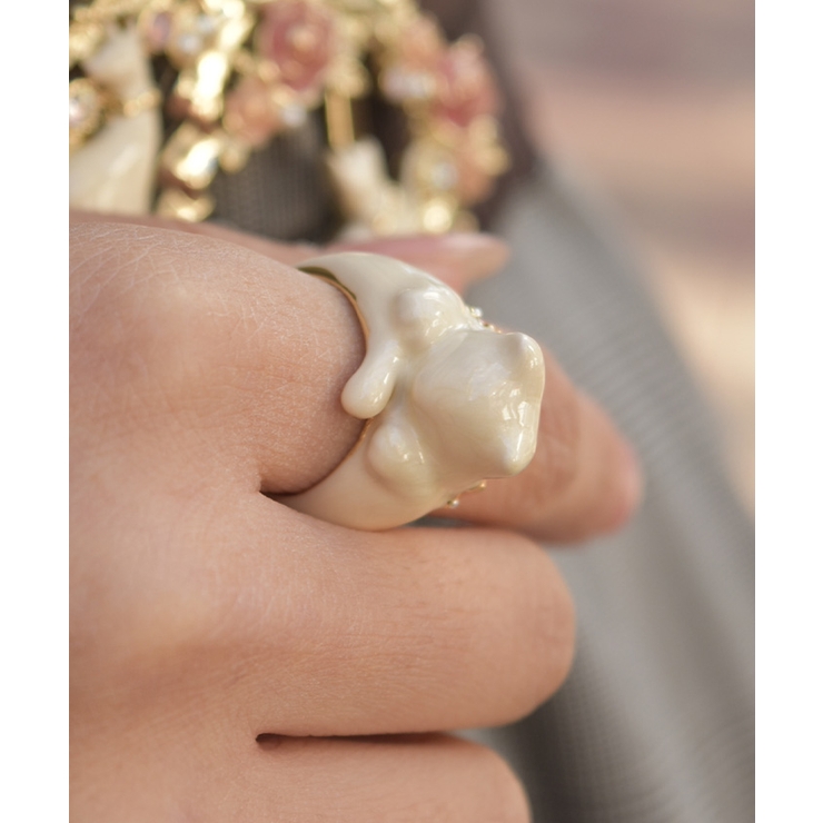 生成り | おめかしリボンねこリング | axes femme