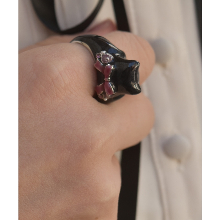 黒 | おめかしリボンねこリング | axes femme