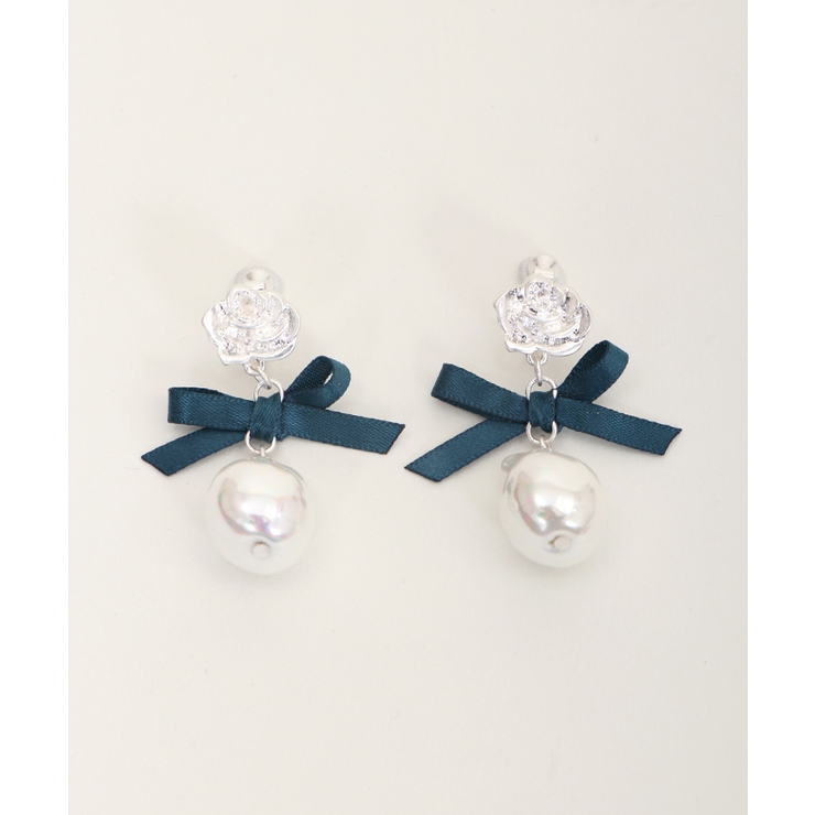 Bグリーン | リボン×偏光パールイヤリング | axes femme