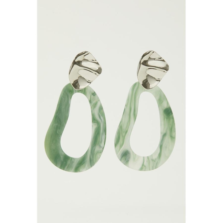 MARBLE ACRYL ROUND EARRINGS | AZUL BY MOUSSY | 詳細画像1 