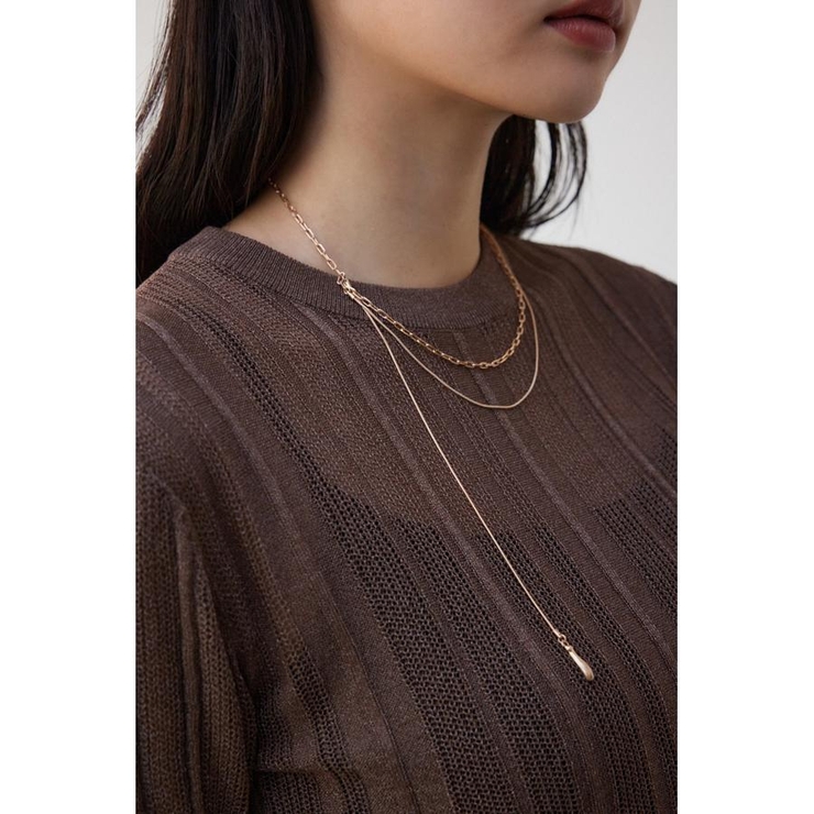 L/GLD1 | ダルメタルアシンメトリードロップモチーフネックレス | AZUL BY MOUSSY