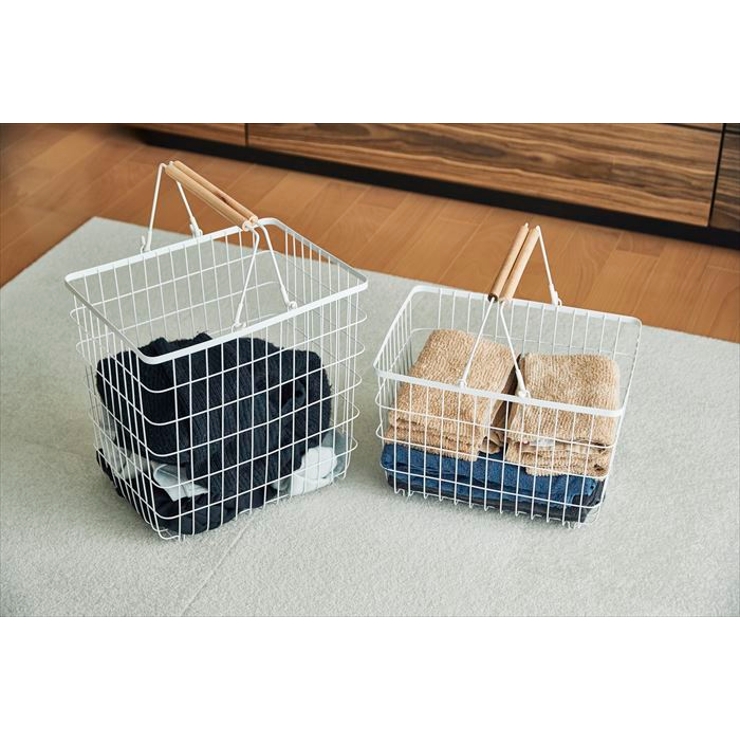 バスケット付き 2段ランドリーラック[品番：BCYW0029545