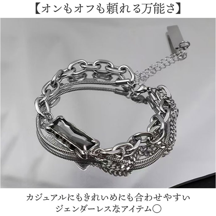 ビジューレイヤードチェーンブレスレット | BACKYARD FAMILY | 詳細画像6 