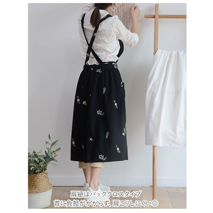 M～　ゴージャス刺繍 　大人かわいい　スクエア　バッククロス　ショート　エプロン apron-story_ss0005