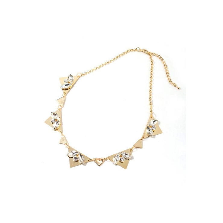 ゴールド | トライアングルメタルビジューネックレス | B.C STOCK