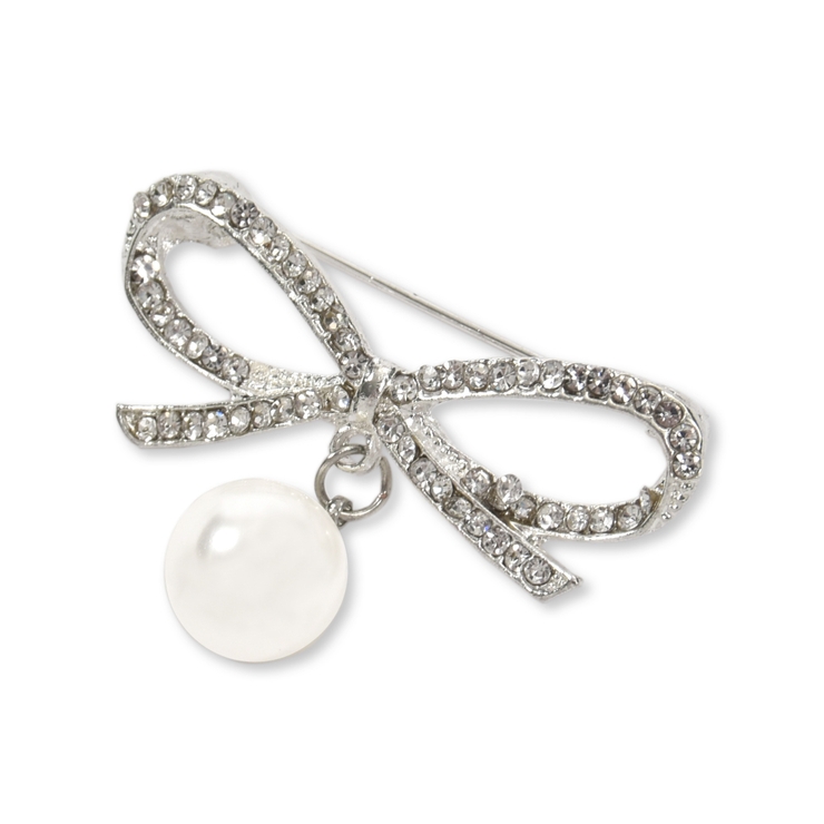 パール付きビジューリボンブローチ | BeBe | 詳細画像1 