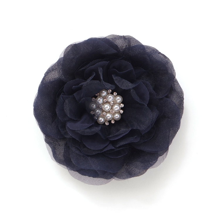 ネイビー | 【日本製】オーガンジービジューフラワーコサージュ | Tartine et Chocolat