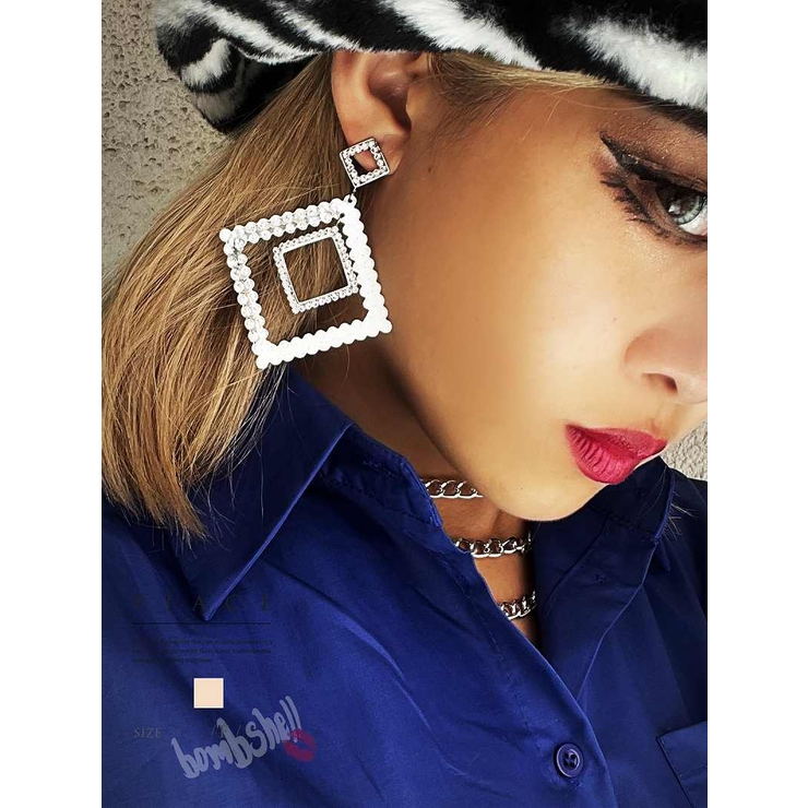 シルバー | アクセサリー ビジュー スクエア | bombshell