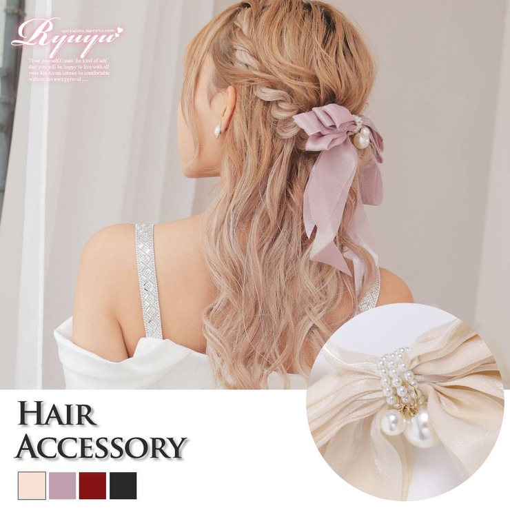 ピンク | ヘアアクセサリー リボンバレッタ 大きめ | Ryuyu
