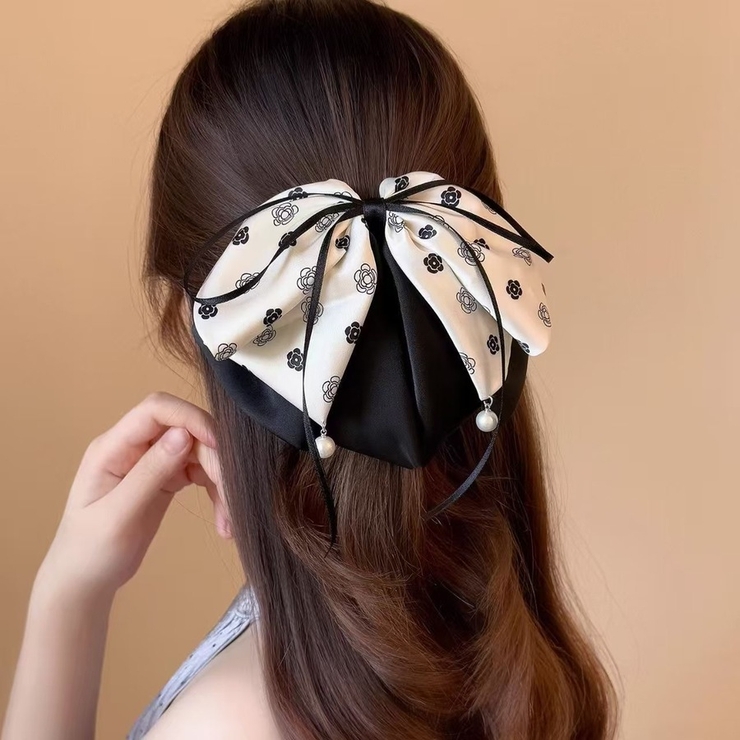 レオパード＆フラワー柄 異素材ミックス ビッグリボン | Beststore | 詳細画像1 