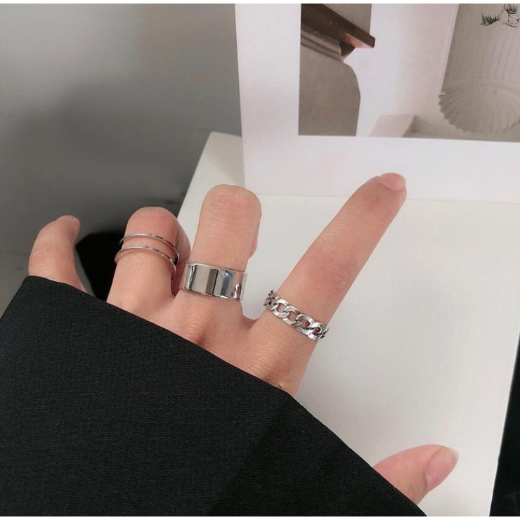 2022秋冬新作 〘人気商品〙シルバーリング 3点 指輪 韓国アクセサリー 重ね付け ファッション