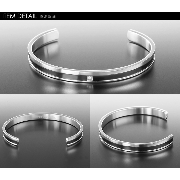 ステンレススチールバングルBブラックステンレスアクセサリーBinichビニッチ | シルバーアクセサリーBinich  | 詳細画像2 