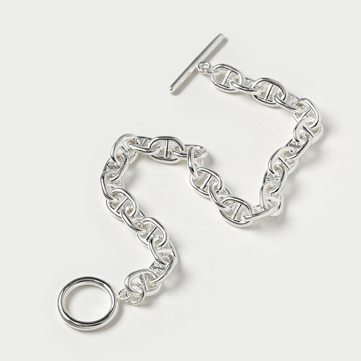 Binich(ビニッチ)アンカーチェーンブレスレット幅10mmシルバー925アクセサリーブレスレットメンズマリーナチェーン幅広太め[シルバーブレスレット]