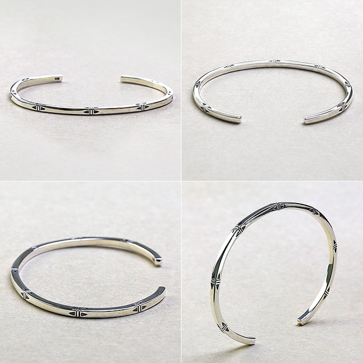 トライアングルパターンスクエアバングルシルバーアクセサリーブレスレットメンズBi… | シルバーアクセサリーBinich  | 詳細画像3 