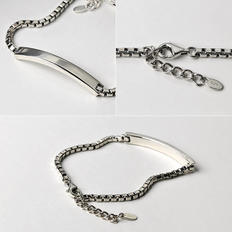 Binich(ビニッチ)ベネチアンチェーンプレートブレスレットメンズブレスレットシルバーアクセサリーレディースボックスチェーン[シルバーブレスレット]